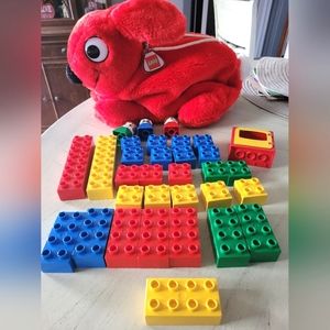 LEGO DUPLO Red Rabbit Plush with Blocks, 1984